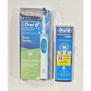 NEW ORAL-B Vitality Toothbrush Rechargeable Battery w/Charger & 3 Brush Heads